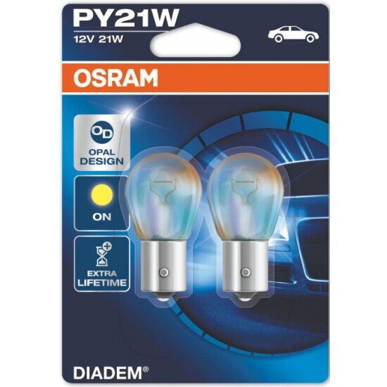 Лампа 12 В, 21 Вт (BAU15s) "Osram" Diadem [7507LDA] блистер к-т 2шт