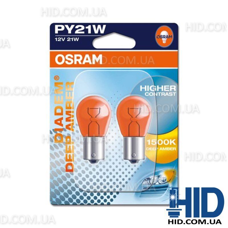 Лампа 12 В, 21 Вт (BAU15s) "Osram" Diadem Deep Amber 1500К [7507DPA] блистер к-т 2шт